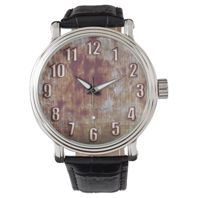 Montre Grunge métal rouillé avec de grands numéros de bro (devant)