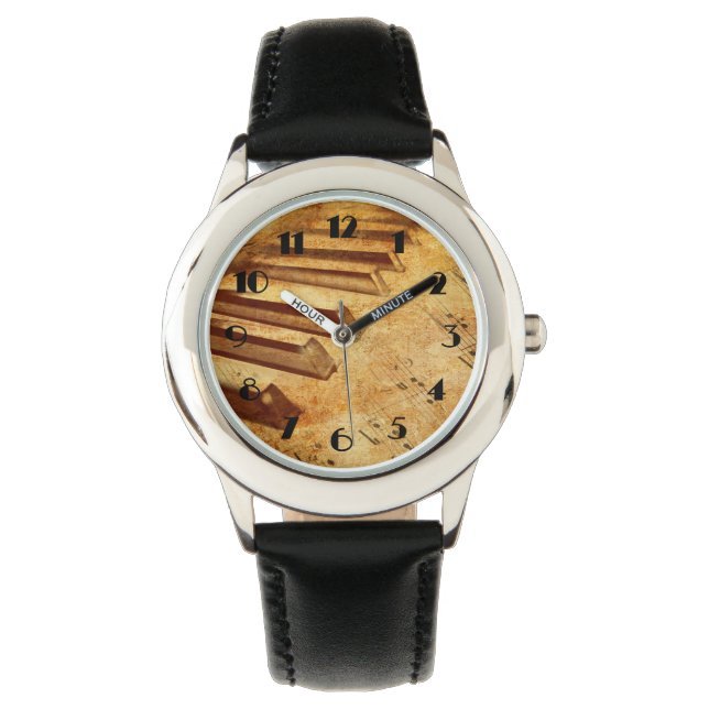 Montre Grunge Music Sheet Piano Keys (devant)