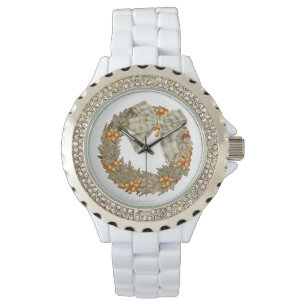 Montre Guirlande de Noël avec des babioles d'or