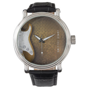 Montre Guitare électrique cool en métal Grunge Personnali