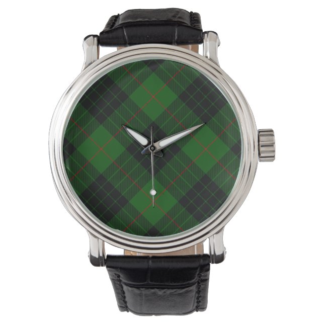 Montre Gunn tartan vert noir plaid (devant)