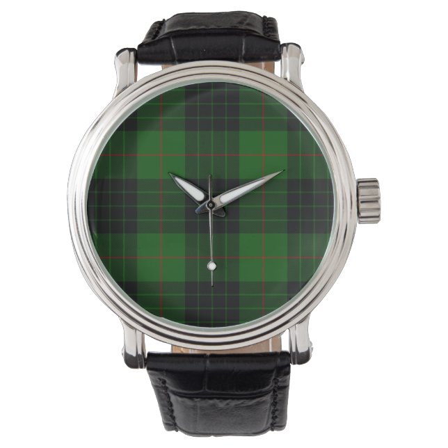 Montre Gunn tartan vert noir plaid (devant)