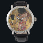 Montre Gustav Klimt : The Kiss<br><div class="desc">Une belle montre classique avec un couple romantique partageant un baiser,  peinte par le peintre symboliste autrichien Gustav Klimt.</div>
