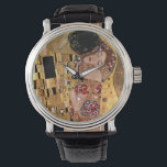 Montre Gustav Klimt : The Kiss<br><div class="desc">Une belle montre classique avec un couple romantique partageant un baiser,  peinte par le peintre symboliste autrichien Gustav Klimt.</div>