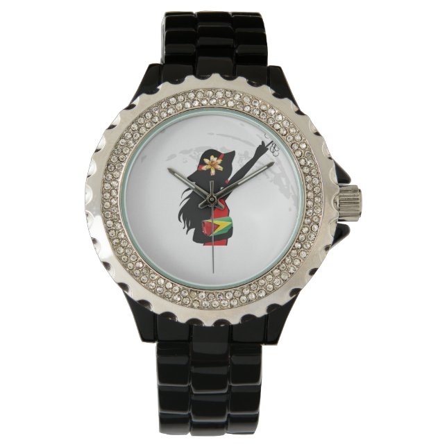 Montre Guyana Girl Black Rhinestone eWatch (devant)