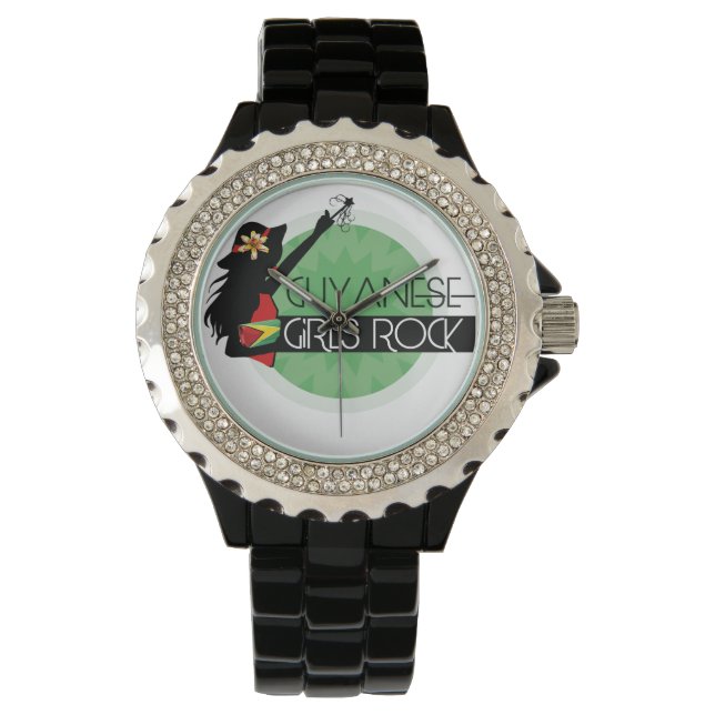 Montre Guyana Girl Black Rhinestone eWatch (devant)