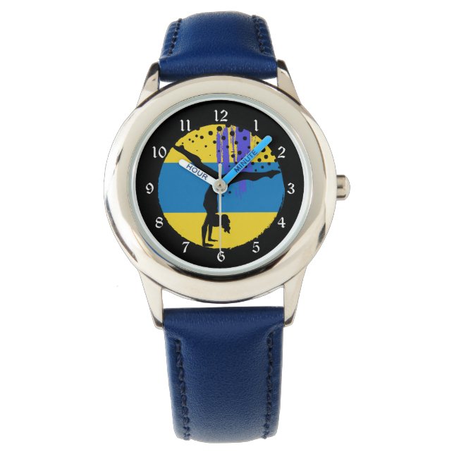 Montre Gymnaste d'art Abstrait Blue Gold (devant)