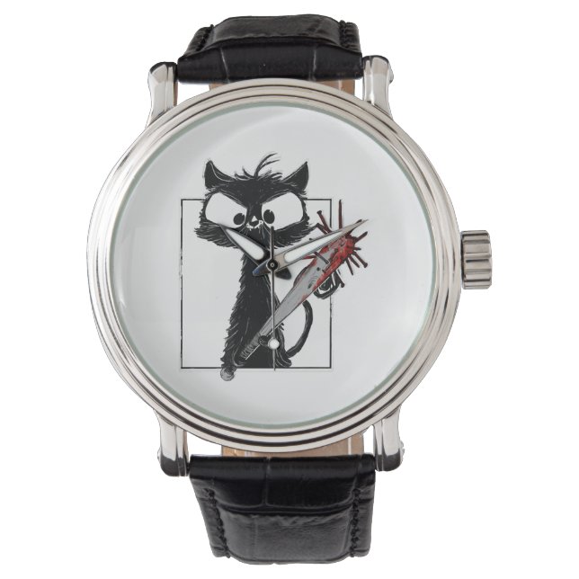 Montre Halloween de baseball de chat noir (devant)