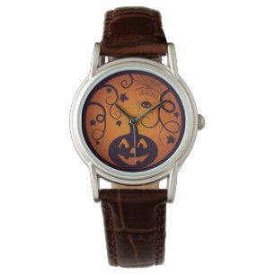 Montre Halloween Jack-o'-lantern citrouille visage et ara
