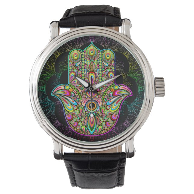 Montre Hamsa Fatma Main Psychedelic Art (devant)