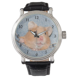 Montre Hamster en jean bleu