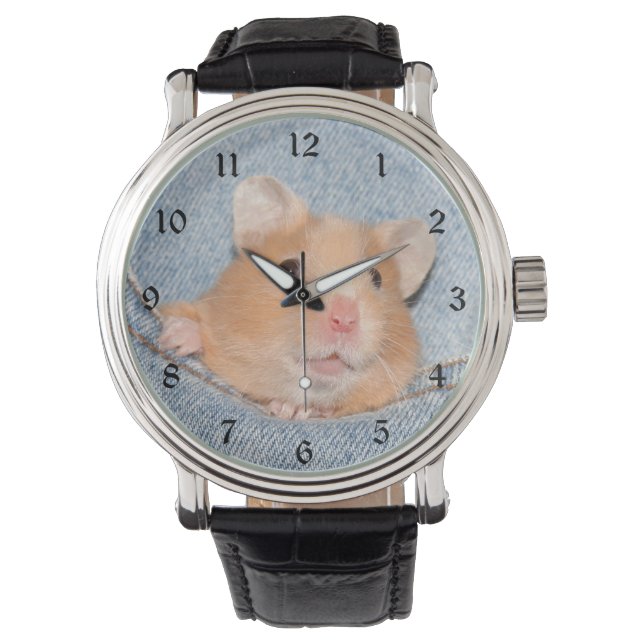 Montre Hamster en jean bleu (devant)
