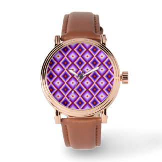 Montre Harlequin Diamond Checkered Purple Pattern