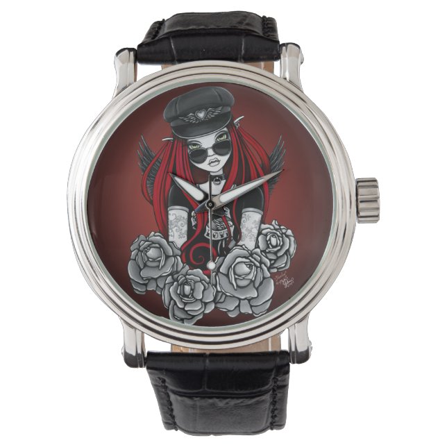 Montre Harley Gothique Angel Tattoo Black Watch (devant)