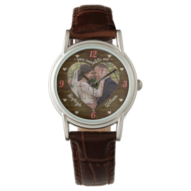 Montre Heart Puzzle Mariage Photo Rustique Vous Me Complé (devant)