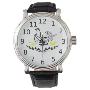 Montre Hen avec deux poussins jaunes