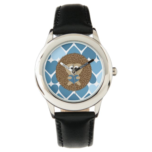 Montre Hérisson et Coeurs Bleus (devant)