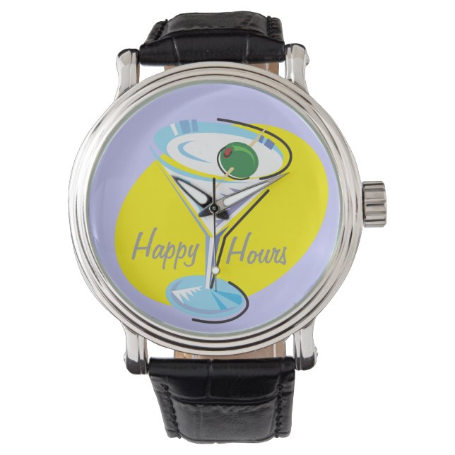 Montre Heure de cocktail Martini style rétro Glass_Happy  (devant)