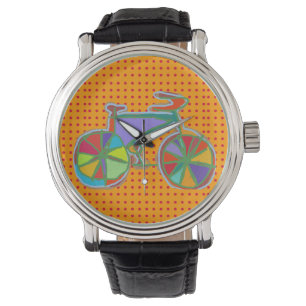 Montre heure folâtre de temps de vélo d'art