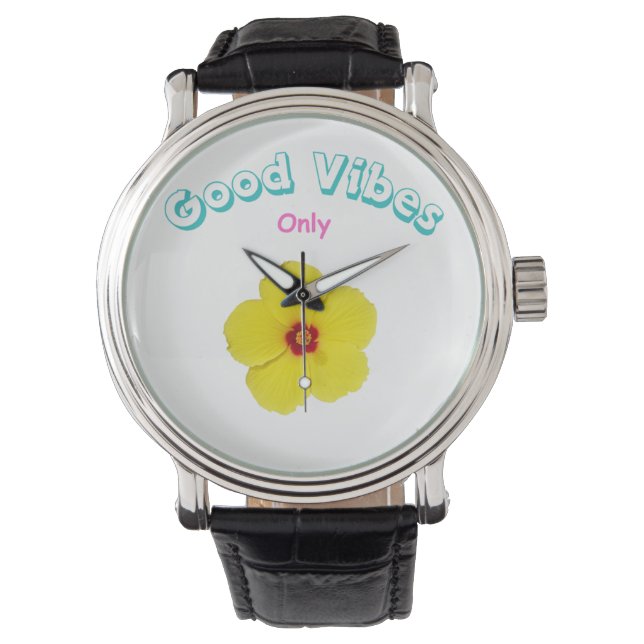 Montre Hibiscus jaune Good Vibes uniquement (devant)