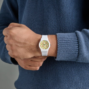 Montre Hibiscus Jaune, Hibiscus Orange, Modèle Floral