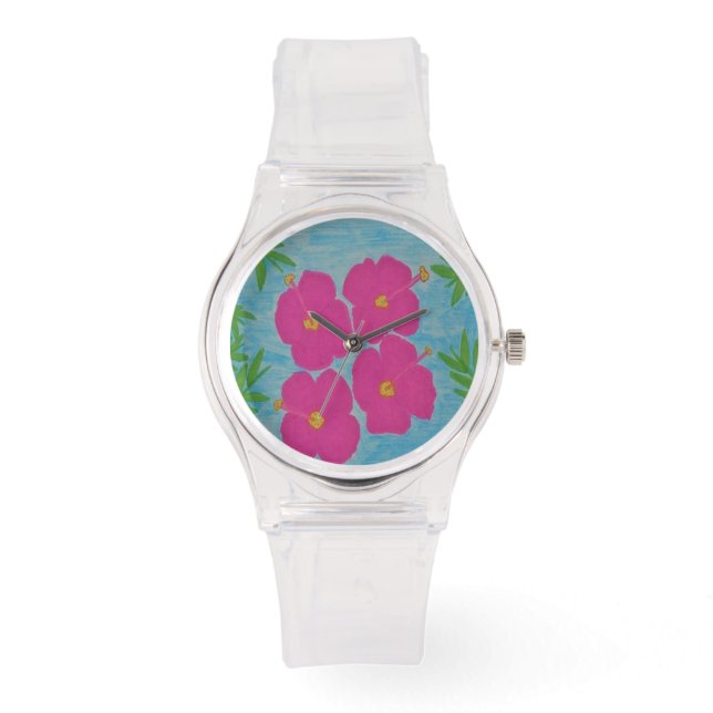 Montre Hibiscus rose (Recto)