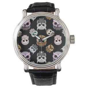 Montre Hibou amusant sur fond noir