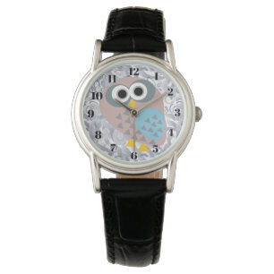 Montre Hibou avec gris aquarelle