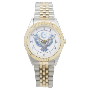 Montre Hibou de nuit bleu élégant et lune