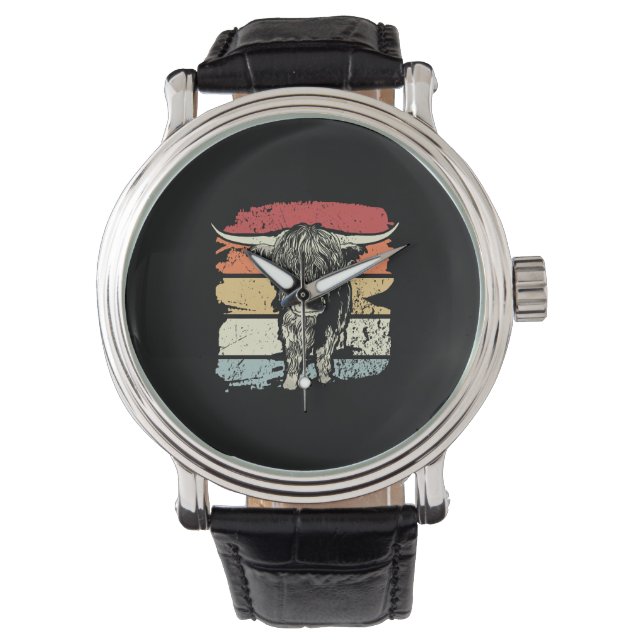 Montre Highland Cow Highland Cows Retro (devant)