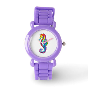 Montre Hippocampe polygonal arc-en-ciel