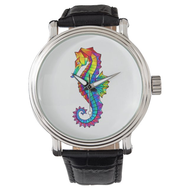 Montre Hippocampe polygonal arc-en-ciel (devant)