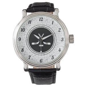 Montre Hockey Lover Sports Motif noir & blanc élégant