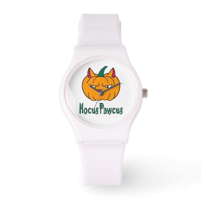 Montre Hocus pawcus Halloween citrouille ginger cat magie (Recto)