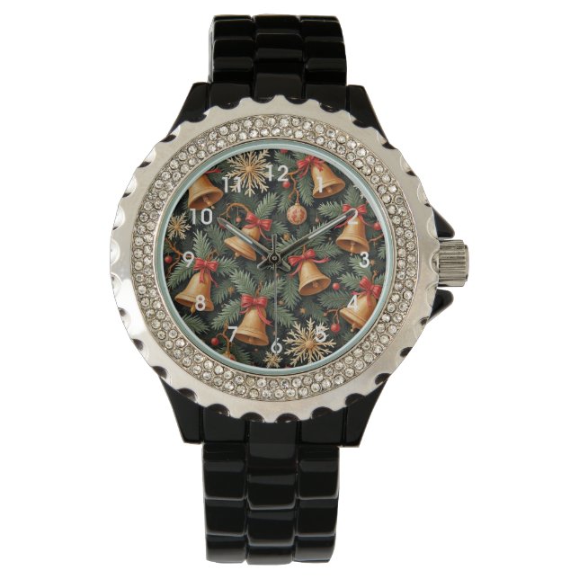 Montre Holiday Bells, Decorative Christmas Pattern, (devant)