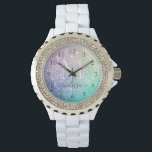 Montre Holographe de Parties scintillant glamour assez pe<br><div class="desc">Personnalisez facilement cet élégant motif de parties scintillant bokeh coloré avec votre nom et/ou monogramme personnalisés.</div>