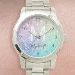 Montre Holographe de Parties scintillant glamour assez pe<br><div class="desc">Personnalisez facilement cet élégant motif de parties scintillant bokeh coloré avec votre nom et/ou monogramme personnalisés.</div>