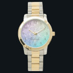 Montre Holographe de Parties scintillant glamour assez pe<br><div class="desc">Personnalisez facilement cet élégant motif de parties scintillant bokeh coloré avec votre nom et/ou monogramme personnalisés.</div>