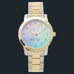 Montre Holographe de Parties scintillant glamour assez pe<br><div class="desc">Personnalisez facilement cet élégant motif de parties scintillant bokeh coloré avec votre nom et/ou monogramme personnalisés.</div>