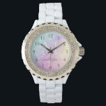 Montre Holographe de Parties scintillant glamour Monogram<br><div class="desc">Personnalisez facilement cet élégant motif de parties scintillant bokeh coloré avec votre nom et/ou monogramme personnalisés.</div>