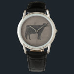 Montre Holstein Cow Silhouette<br><div class="desc">Cette montre à poignet en silhouette de vache Holstein originale est disponible dans des styles variés pour les hommes, les femmes et les enfants. Un accessoire de mode cool qui fait un grand cadeau pour les amateurs de vaches. Faux style bois patiné. Visitez le Doodle World de Jenn pour de...</div>