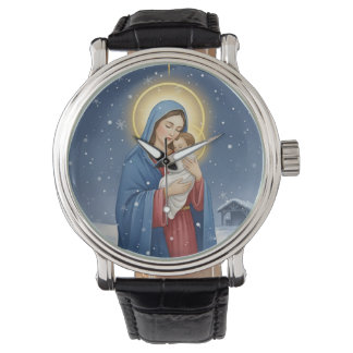 Montre Holy Mother Mary and Baby Jesus Wrist Watch