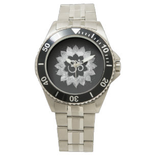 Montre *~* Hommes Gray Aum OM Meditative Mandala