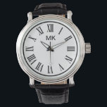 Montre Hommes Monogramme Roman Numérique Design<br><div class="desc">Montres-bracelet en monogramme vintage pour hommes,  conception de monogramme et d'initiales de nom pour hommes,  conception de monogramme classique. Créé pour le cadre d'affaires occupé.</div>