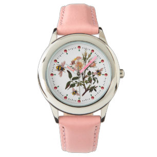 Montre HONEY BEE, ROSES SAUVAGES, OEUVRE Floral Rose Blan