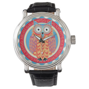Montre Hoo Hoo Cute Little Owl Dessin en couleurs vives