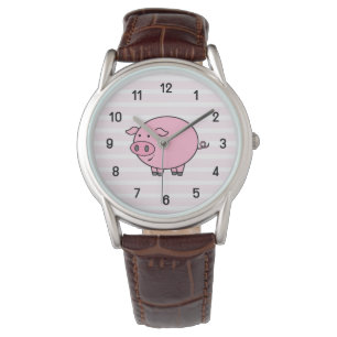 Montre Horloge murale de cochon rose