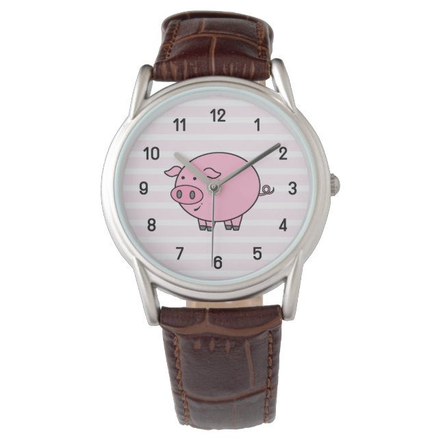 Montre Horloge murale de cochon rose (devant)