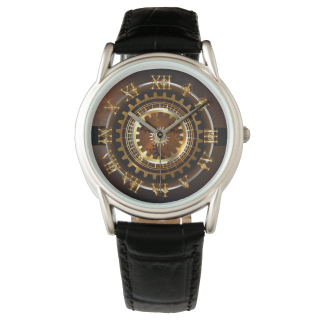 Montre Horloge Steampunk avec des engrenages anciens (devant)