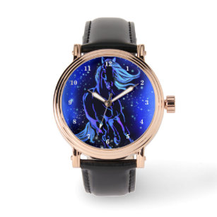 Montre Horse Watch Courir Dans La Nuit Bleue étoilée
